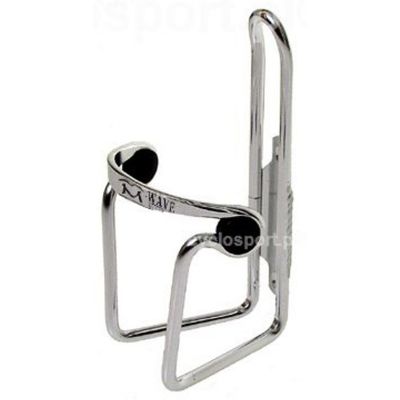 ALUMINUM BOTTLE CAGE  WITH SIGN  ' M-WAVE' WITH GEL BUTTONS   - Silver